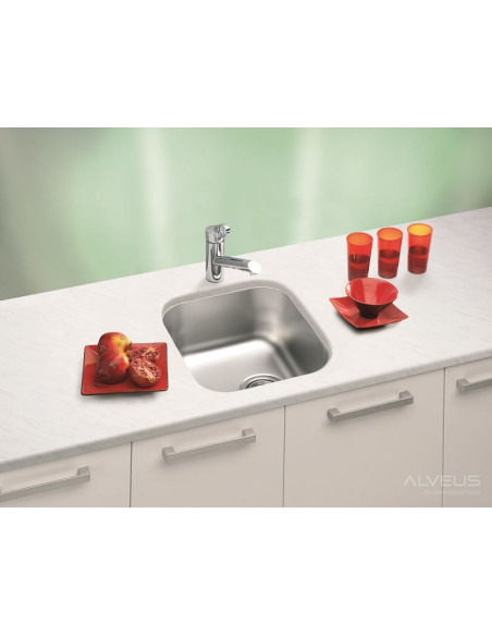 ALVEUS VARIANT 40 satīna tērauda izlietne ar plakanām malām ALVEUS VARIANT 40 satīna tērauda izlietne ar plakanām malām