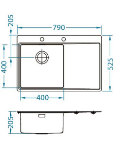 PURE 40 L SAT QC 790 x 525 mm + ātrās aizvēršanas sifons 2