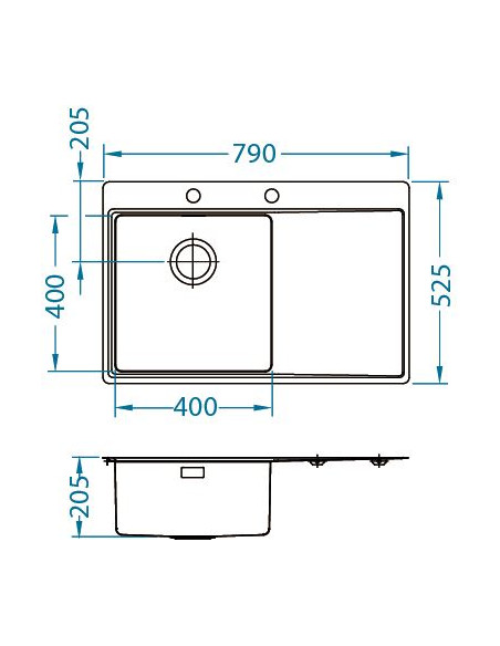 PURE 40 L SAT QC 790 x 525 mm + ātrās aizvēršanas sifons