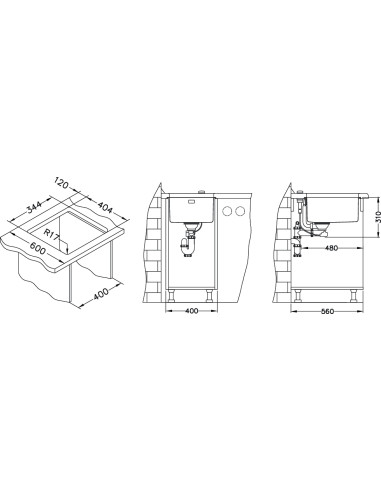 ALVEUS KOMBINO 20 satīna tērauda zemmontējamā izlietne