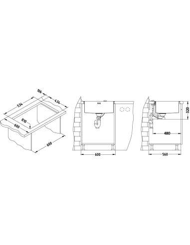 ALVEUS QUADRIX 50 tērauda izlietne
