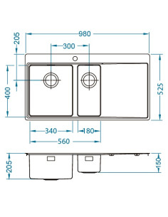PURE 60 P SAT QC 980 x 525 mm + ātrās aizvēršanas sifons 2