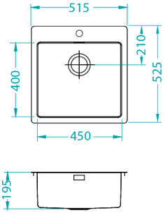 PURE 30 SAT QC 510 x 520 mm + ātrās aizvēršanas sifons 2
