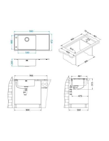 STRICTO 30 SAT QC P 980x472 iebūvēta izlietne F/S + Quick Close sifons STRICTO 30 SAT QC P 980x472 iebūvēta izlietne F/S + Quick Close sifons