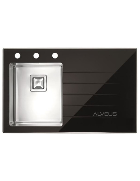 ALVEUS CRYSTALIX 10 stikla izlietne melna pa kreisi ALVEUS CRYSTALIX 10 stikla izlietne melna pa kreisi