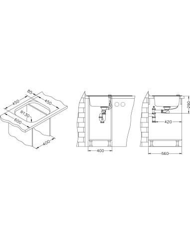 ALVEUS WAVE 10 stikla izlietne balta reversīva