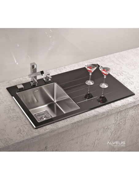 ALVEUS CRYSTALIX 10 stikla izlietne balta kreisā