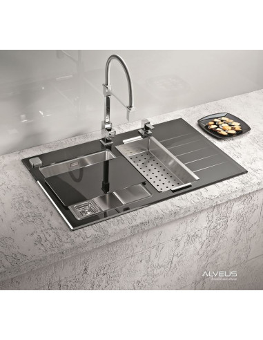 ALVEUS CRYSTALIX 20 pielāgota stikla izlietne (RAL/jūsu raksts vai krāsa) pa labi