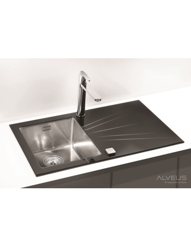 ALVEUS KARAT 10 stikla izlietne melna pa kreisi