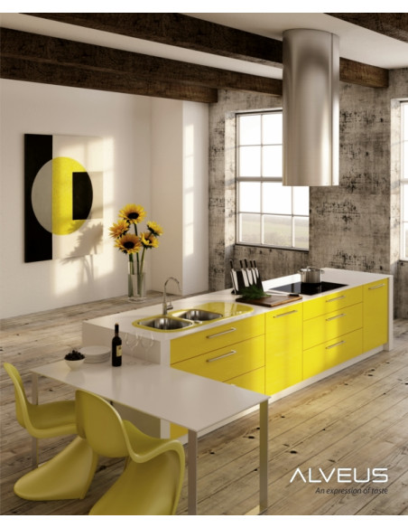 ALVEUS WAVE 10 pielāgota stikla izlietne (RAL/jūsu raksts vai krāsa) ir atgriezeniska