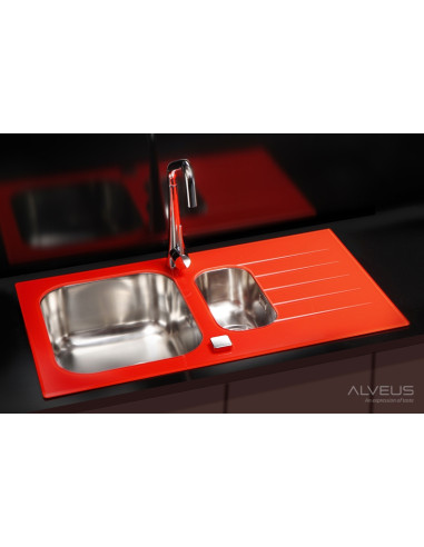 ALVEUS GLASSIX 20 pielāgota stikla izlietne (RAL/jūsu raksts vai krāsa) ir atgriezeniska