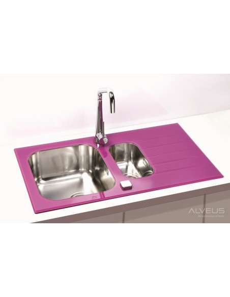 ALVEUS GLASSIX 20 pielāgota stikla izlietne (RAL/jūsu raksts vai krāsa) ir atgriezeniska