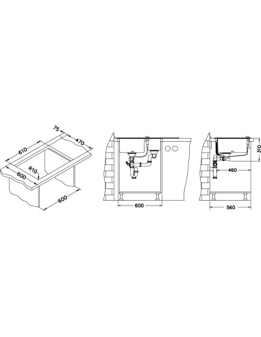 ALVEUS KARAT 10 stikla izlietne melna pa labi