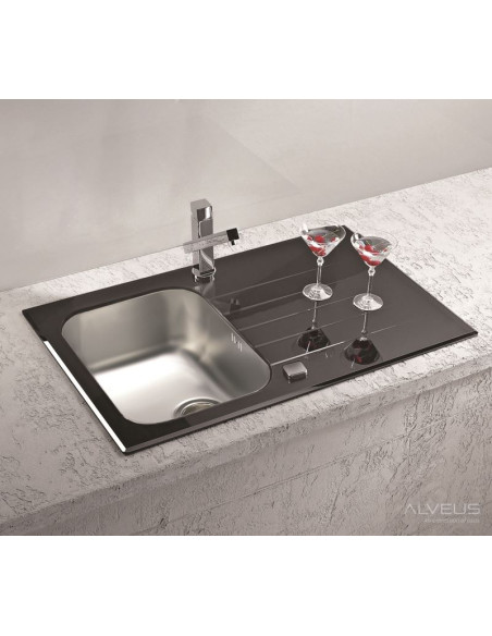 ALVEUS GLASSIX 10 stikla izlietne balta reversīva ALVEUS GLASSIX 10 stikla izlietne balta reversīva