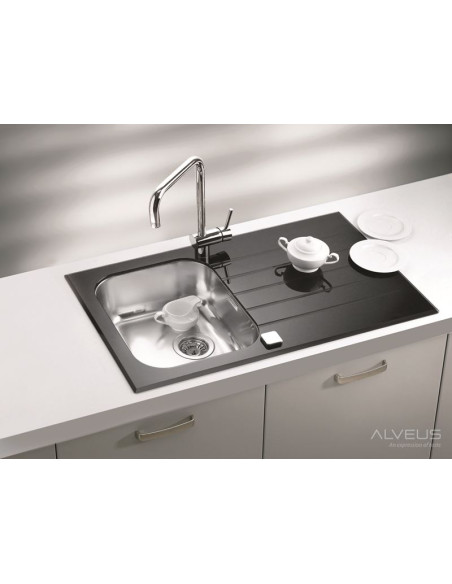ALVEUS GLASSIX 10 melna maināma stikla izlietne