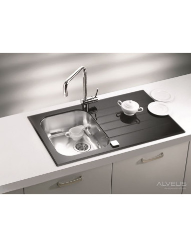 ALVEUS GLASSIX 10 melna maināma stikla izlietne