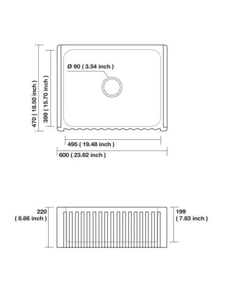 Kerasan ceramic kitchen sink Hampshire, 60x47 cm, white - 4 Kerasan ceramic kitchen sink Hampshire, 60x47 cm, white - 4