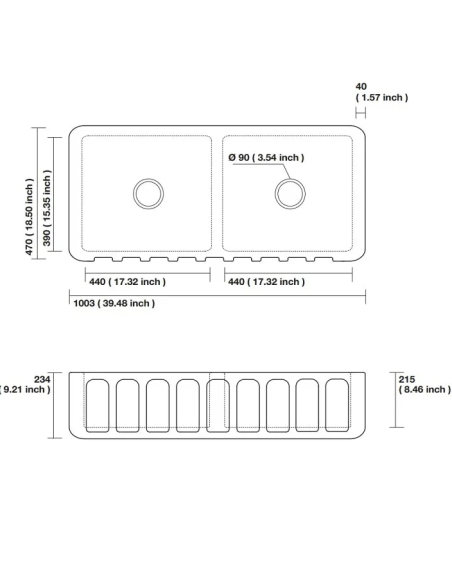 Kerasan ceramic kitchen sink Surrey, 103x47 cm, white - 5 Kerasan ceramic kitchen sink Surrey, 103x47 cm, white - 5