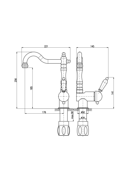 Izlietnes maisītājs LABE GOLD - Glancēts,Izmērs 1/2'' - 2