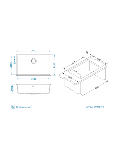 OMNI 40 G81 betons (45x75) 1 šūna ar satīna sifonu + audums - 8