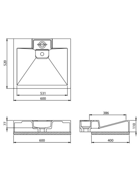 TURTL sink LOCUS BQW520-700, mounted above the washing machine, 60x52, black - 1