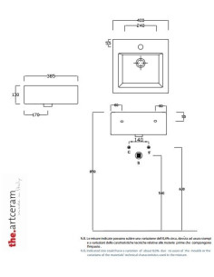 керамическая мойка the.artceram 40x38,5 см, белая, FUORI BOX MINI - 1 2