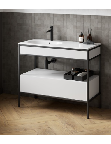 Cersanit Zen izlietnes konsole ar izlietni, plauktu un izvelkamo skapīti 100cm, melns - 6