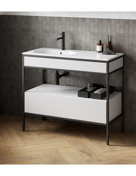 Cersanit Zen izlietnes konsole ar izlietni, plauktu un izvelkamo skapīti 100cm, melns - 6 Cersanit Zen izlietnes konsole ar izlietni, plauktu un izvelkamo skapīti 100cm, melns - 6