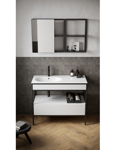 Cersanit Zen izlietnes konsole ar izlietni, plauktu un izvelkamo skapīti 100cm, melns - 7