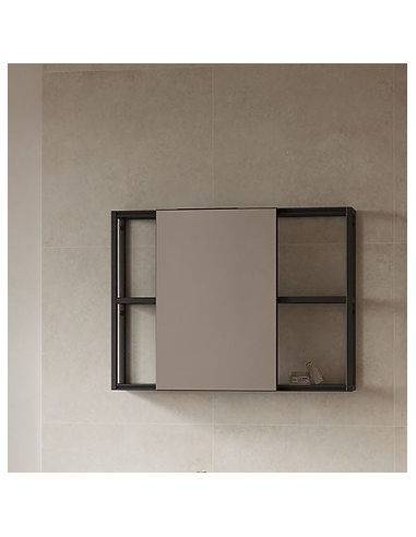 Cersanit Zen klaasriiulitega peegelkapp 60+40cm, must - 6