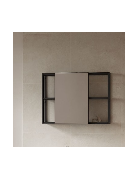 Cersanit Zen mirror cabinet with glass shelves 60+40cm, black - 6 Cersanit Zen mirror cabinet with glass shelves 60+40cm, black - 6