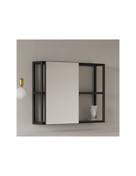 Cersanit Zen klaasriiulitega peegelkapp 60+40cm, must - 7