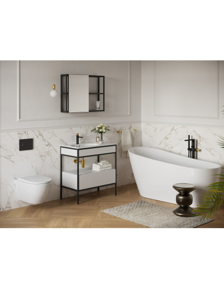 Cersanit Zen mirror cabinet with glass shelves 60+40cm, black - 8 Cersanit Zen mirror cabinet with glass shelves 60+40cm, black - 8