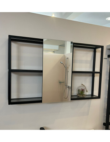 Cersanit Zen mirror cabinet with glass shelves 60+40cm, black - 9