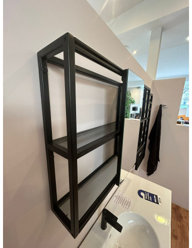 Cersanit Zen mirror cabinet with glass shelves 60+40cm, black - 11