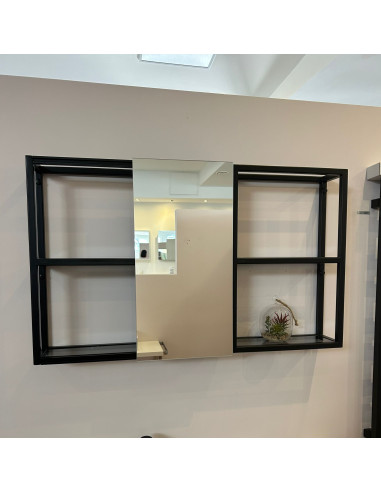 Cersanit Zen mirror cabinet with glass shelves 60+40cm, black - 12