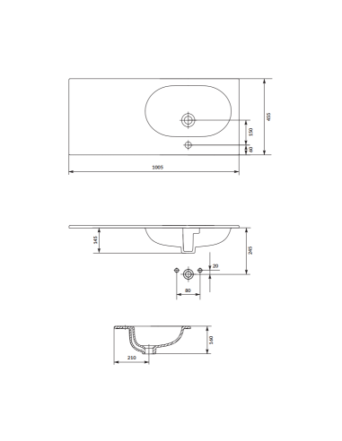 ZEN BY CERSANIT 100cm console sink, right, white - 5