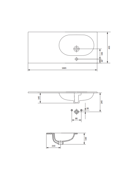 ZEN BY CERSANIT 100cm console sink, right, white - 5 ZEN BY CERSANIT 100cm console sink, right, white - 5