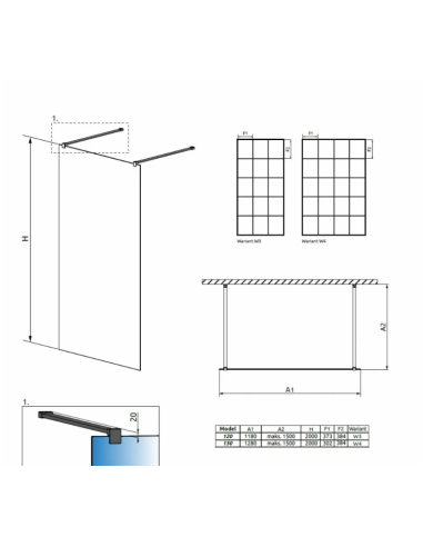 copy of Roth ALBIS quadrant shower enclosure with a double sliding door 80, 90, black elox - 1