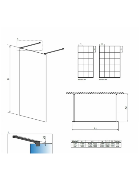copy of Roth ALBIS quadrant shower enclosure with a double sliding door 80, 90, black elox - 1