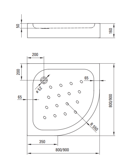 Dušas paliktnis akrila 80cm - 4 Dušas paliktnis akrila 80cm - 4
