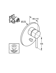 KLUDI BOZZ concealed bath/shower mixer, trim set with functional unit 38650057 - 1 2
