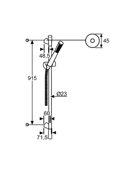 Dušas komplekts stienis 60cm +klausule KLUDI A-QA 3914005-00 - 2
