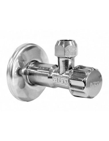 Stūra pieslēgventīlis 1/2"x10mm (3/8"), hromēts, A-80 ARCO