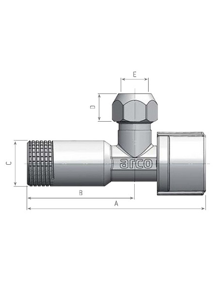 Stūra pieslēgventīlis 1/2"x10mm x3/8", hromēts, A-80 NovaMac Anticalc ARCO