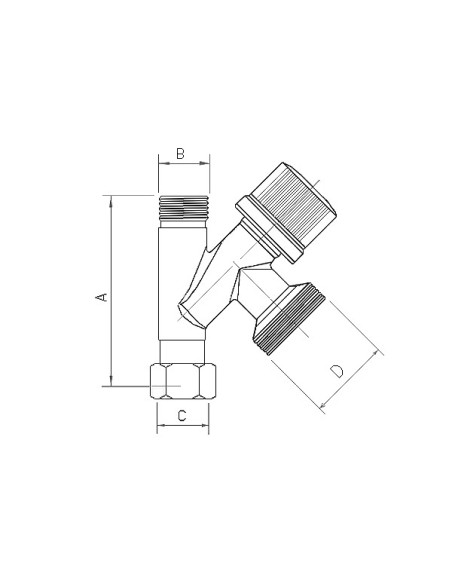 Veļasmašīnas pieslēgventīlis 3/8"x3/4"x3/8", hromēts, Conekta Anticalc ARCO