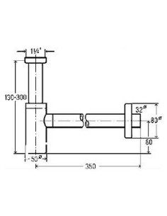 Dizaina pudeļsifons izlietnei 11/4"x32mm 2