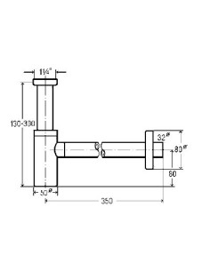 Pudeļsifons Eleganta bez izplūdes 11/4"x32, hroms 2