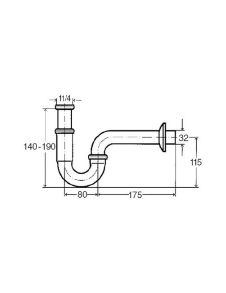 Izlietnes sifons bez izplūdes 11/4"x32, hroms Izlietnes sifons bez izplūdes 11/4"x32, hroms