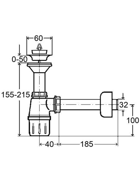 Pudeļsifons ar izplūdi 11/4"x32, balts